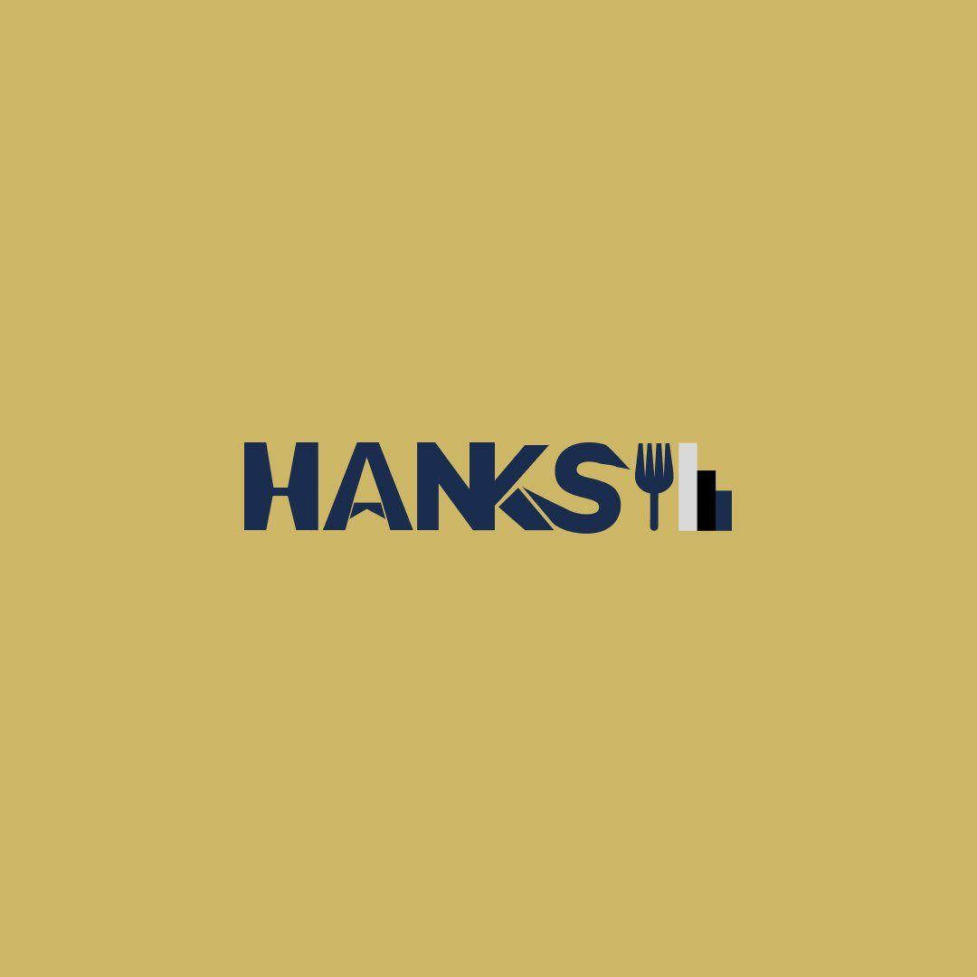 Logo Hanks versão dourada sobre fundo claro
